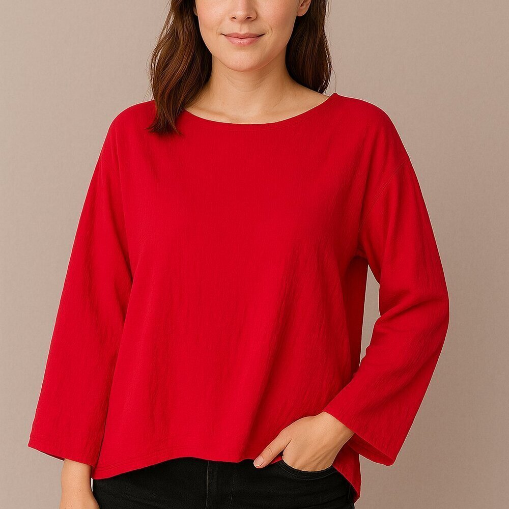 Women’s Oh My Gauze! Red Cotton Blouse Sz 2X